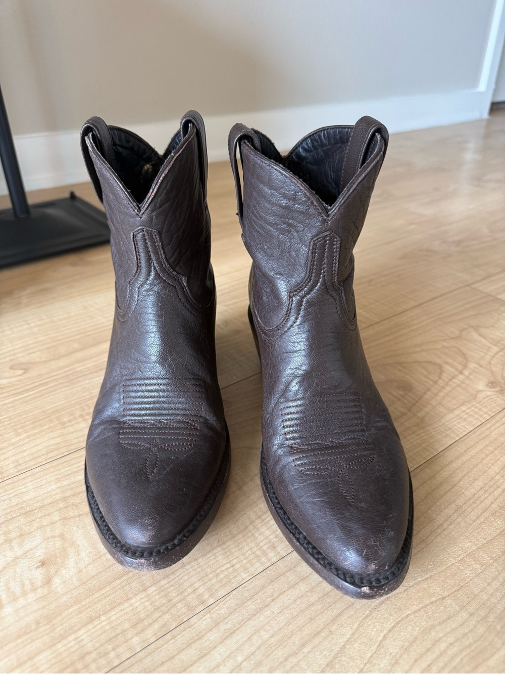 Women's Brown Leather Western Ankle Booties from Allen’s Boots in Austin, TX